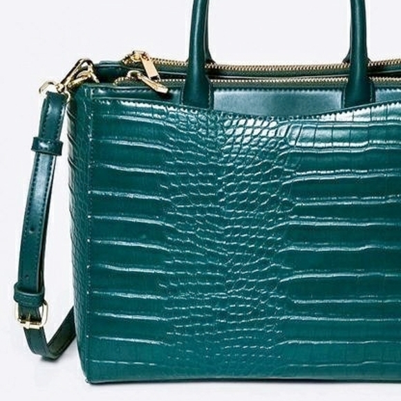 NEW 🌿 "A New Day" Emerald Croc Cross Body Hand Bag | Satchel Purse - Picture 2 of 6